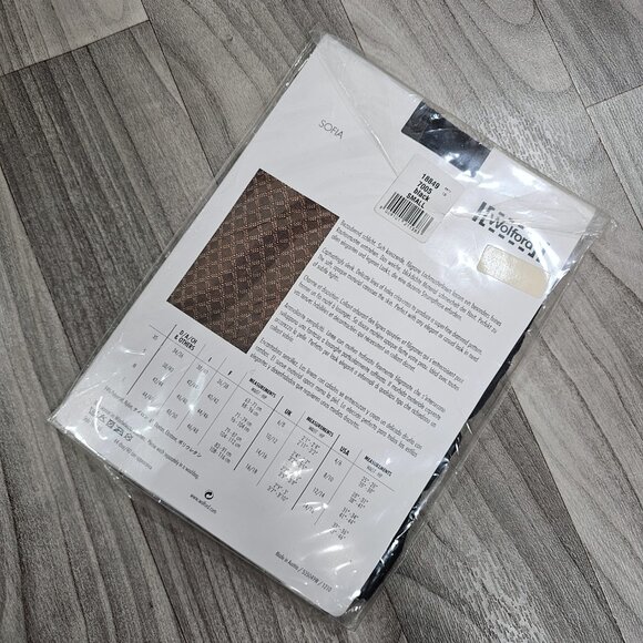 Wolford Sofia Pantyhose Tights, Black with Diamond Pattern, Size S - Picture 2 of 4